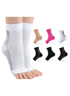 اشتري Compression Foot Sleeve Support Socks - 6 Pairs, Anti-Fatigue, Pain Relief for Men & Women Ankle Brace, Neuropathy, Tendonitis Relief - Foot Compression Sleeves Combo Pack(S/M) في الامارات