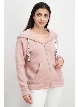 اشتري Women Hooded Solid Long Sleeve Sweatshirts, Pink Combo في السعودية