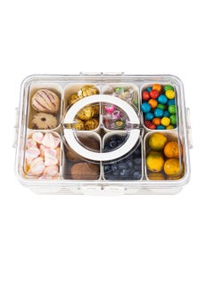 اشتري Divided Serving Tray with Lid and Handle - Snack Charcuterie Container for Portable Snack Platters - Clear Organizer for Candy, Fruits, Nuts, and Snacks - Great for Parties and Entertaining في الامارات