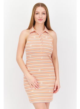 Buy Women Striped Mini Polo Dress, Red Combo in UAE