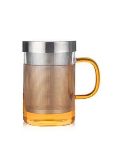 Buy 16.9 Oz Borosilicate Glass Tea Mug Cup Tea Glasses with Stainless Steel Infuser & Lid Loose Leaf Glass Tea Cup 500mL in Saudi Arabia