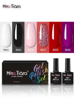 Buy 6-Piece UV and LED Nail Gel Polish Set Multicolour in UAE