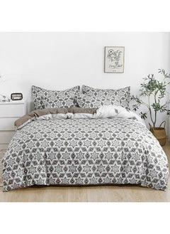 Buy 6-Piece Double Size Duvet Cover Set|1 Duvet Cover + 1 Flat Sheet + 4 Pillow Cases|Microfibre|CELESTE in UAE