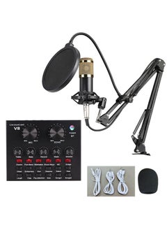 Buy Live Sound Card Microphone Kit, Adjustable Microphone Mounted Scissorarm V8&BM800 in Saudi Arabia