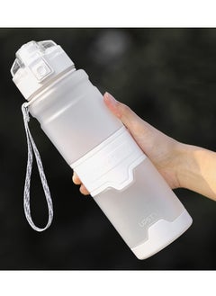 اشتري Tycom Water Bottle 1L Leak-Proof Drink Bottle BPA Free USA Tritan Material Gym Bottle with Protein Shaker, Flip Top Lid & Removable Strainer for Fitness Cycling, Gym Camping Outdoor Sports （White） في الامارات