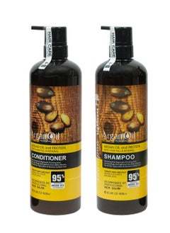 اشتري Argan Oil and Protein 2 in 1 Shampoo and Conditioner Set Sulfate Free Anti Hair Fall Renewal في الامارات