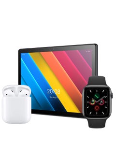 Buy Oteeto TAB10 Smart Trio 8GB RAM 512GB ROM Android Tablet PC Smart Watch True Wireless Earphone Combo Grey in UAE