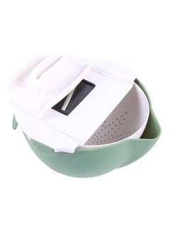 Buy Kitchen Multi-Function Cutting Tools Domestic Use Fruit Vegetable Slicer Draining Storage Basket White & Green 23*14*22cm in Saudi Arabia