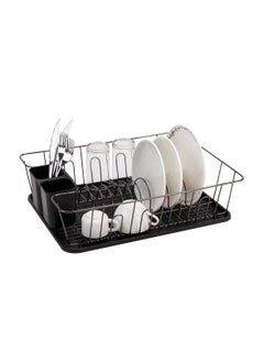 Buy Dish Rack Drying Stand With Tray Dish Drainer Plate Kitchen Organizer in UAE