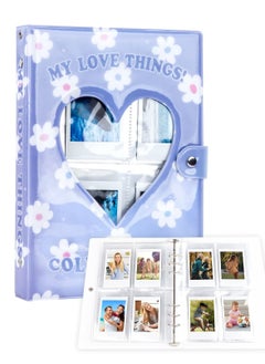 اشتري 200 Pockets 3 Inch Mini Album for Fujifilm Instax Camera Loose Leaf Insert Album Love Daisy Hollow Photo Card Holder Book Business Card Holder Instax Mini Album Book (Purple) في السعودية