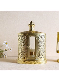 Buy Decimus Iron Candle Lantern Decorative Metal Candle Holders For Weddings Home Decor Centerpiece (Candles Not Included) 30x18x43  cm - Gold in UAE