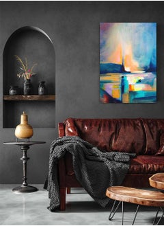 Buy Framed Canvas Wall Art Stretched Over Wooden Frame, Sunrise Aura Abstract Painting, For Home, Living Room, Office Decor in Saudi Arabia