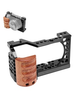 Buy For Sony A6400 / A6300 / A6100 / A6000 PULUZ Wood Handle Metal Camera Cage Stabilizer Rig in UAE