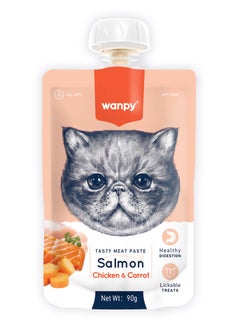 Buy Wanpy Tasty Meat Paste Salmon, Chicken and Carrot for Cats 90g in UAE