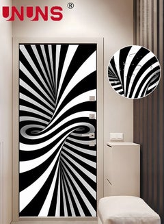 اشتري 2-Piece 3D Self-Adhesive Door Stickers,Black And White Pattern Abstract  Vision For Door Decor,Geometric DIY Waterproof Door Wall Murals,38.5x200x2cm في السعودية