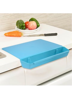 Buy Chopping Board, 2 in 1 Foldable Mat with Storage Basket, Your Go To Kitchen Companion for Effortless Cooking (Blue) in Saudi Arabia