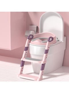 اشتري Potty Training Seat with Step Stool Ladder, Potty Training Toilet for Kids Boys Girls Toddlers-Comfortable Safe Potty Seat with Anti-Slip Pads Ladder (Pink) في السعودية