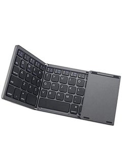 Buy Ultra Thin Mini Bluetooth 3.0 Foldable Keyboard Wireless Folding BT With Touchpad Keyboard compatible with Tablet PC Laptop Mobilephone in UAE