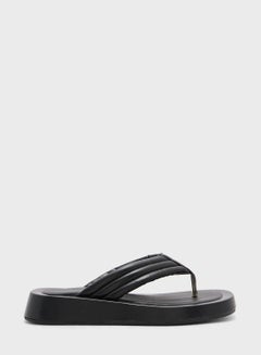 Buy Ribbed Toe Post Flat Slider Sandal in UAE