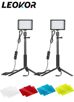 Buy Dimmable 5600K USB LED Video Light with Pro Adjustable Tripod Stand and Color Filters, 2-Pack for Tabletop/Low-Angle Shooting, Zoom/Video Conference Lighting/Gaming/YouTube Video/Photography in Saudi Arabia