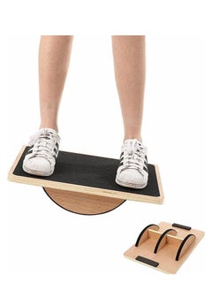 Buy COOLBABY Professional Wooden Balance Board Under Desk Balance Board Non-Slip Roller Rocker for Standing Desk and Rehabilitation Exercise Support Up to 350 Lbs (Black) in UAE