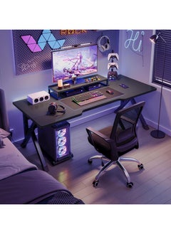 Buy Gaming Desk, 120 * 60CM Computer Desk Home Office Desk Extra Large Modern Ergonomic Black PC Table Gamer Workstation (Black, 120x60x75cm) in UAE