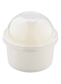 Buy Disposable Ice Cream Cups White 10 With Lid Ounce for Hot or Cold Food, Party Supplies Treat Cups for Sundae, Frozen Yogurt 50 Pieces. in UAE