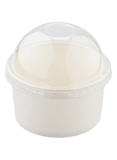 Buy Disposable Ice Cream Cups White 10 With Lid Ounce for Hot or Cold Food, Party Supplies Treat Cups for Sundae, Frozen Yogurt 50 Pieces. in UAE