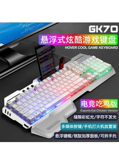 Buy Computer Luminous Gaming Keyboard and Mouse Set Mechanical Feel Suspension Keycap Metal Wired USB Keyboard and Mouse Explosions(2)GK70 keyway white keyboard (2)GK70 keyway white keyboard in Saudi Arabia