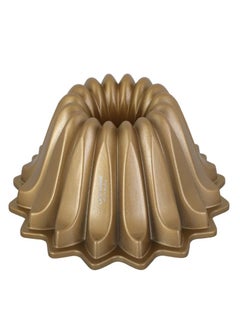 Buy Spring Water Shaped Cake Pan - Aluminium Cake Mold - Non-Stick Bundt Pan - Gold (Size: 24CM x 24CM x 10CM) in UAE