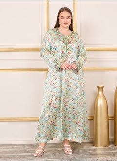 Buy Plus Satin Floral Embroidered Jalabiya in Saudi Arabia