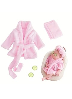 اشتري 2pcs/set Baby Photo Bath Suit, Baby Thickened Bathrobe Photography Prop في السعودية