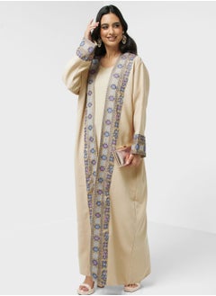 Buy Embroidered  Front Slit  Abaya in UAE