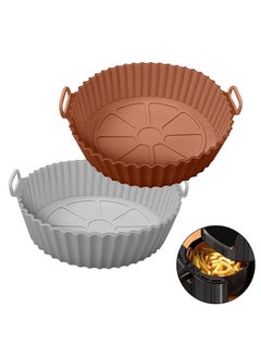 Buy Air Fryer Silicone Pot, 2 Pcs Liners Food Safe Non-Stick Accessories, Reusable Basket Kitchen Oven Round Tray for 3 to 5 Qt Airfryer in UAE