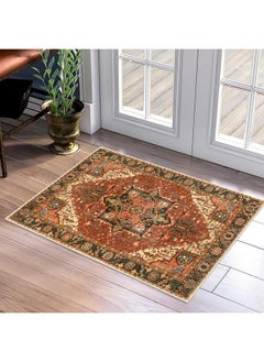 اشتري Washable Vintage Indoor Door Mat 2X3 Persian Medallion Non Slip Entry Rug Retro Distressed Oriental Floral Kitchen Mat Tribal Lowpile Welcome Mat Quick Absorbent Doormat For Front Entrance في الامارات