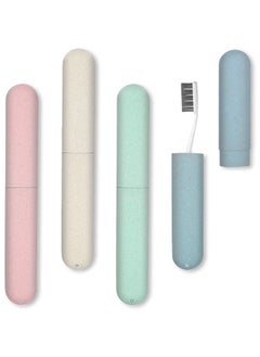 Buy 4 Pcs Travel Toothbrush Case Portable Toothbrush Storage Case Eco-Friendly Wheat Straw Toothbrushes Cover Case for Travel Camping School in UAE