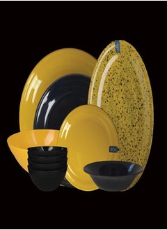 Buy Melamine set, 27 pcs, black * yellow dotted in Egypt