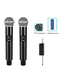 Buy Wireless Microphone UHF Dual Portable Handheld Dynamic Karaoke Mic with Rechargeable Receiver Cordless Karaoke System for PA System Speaker Amplifier Family Party Singing Meeting in UAE