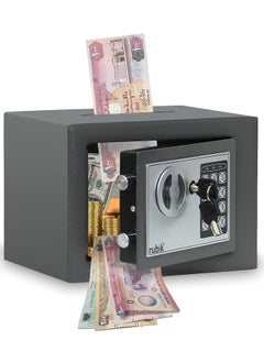 Buy Mini Cash Deposit Drop Slot Safe Box with Key and Pin Code Option (Grey) in UAE