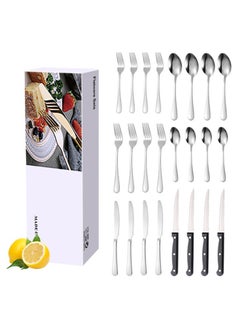 اشتري 24-Piece Stainless Steel Flatware Cutlery Set Kitchen Utensils Set Knives Forks Spoons Tableware Set for Home Restaurant في الامارات