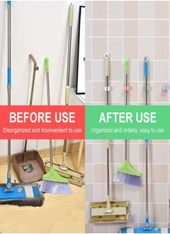 Buy 4 Piece Wall Mounting Cleaning Tools Broom and Mop Holder Set for Space Saving and Home Organization in Saudi Arabia