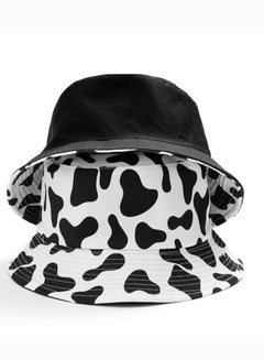 Buy Double face foldable casual cow pattern sun unisex bucket travel hat in Egypt