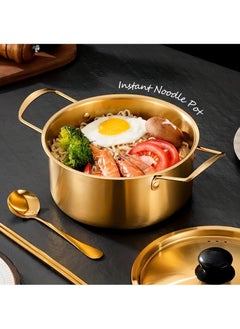 اشتري 1 Piece Ramen Pot with Lid 7.09 Inch, Double Handle Kitchen Ramen Cooking Pot, Cookware في السعودية