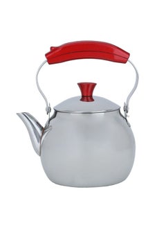 Buy Silver steel teapot with red handle, 1 liter in Saudi Arabia