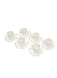 Buy Turkish Cup and Saucer, White Tea Cup Set, Porcelain tea set with Elegant design Set of 12 Pcs Assorted Design in UAE
