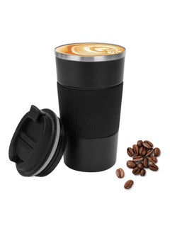 Buy 500ml Double Wall Reusable Stainless Steel Vacuum Coffee Mug (Black) in UAE