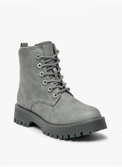 اشتري Solid Lace Up Ankle Boots By Shoexpress في الامارات