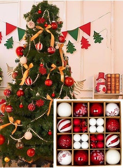 اشتري Christmas Ball Ornaments 44pcs Shatterproof Plastic Christmas Tree Decorations with Hanging Loop for Xmas Tree Party Home Decor Christmas Tree Ornaments Set Christmas Tree Decorations في الامارات