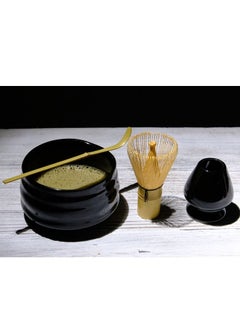 اشتري 4-Piece Japanese Style Traditional Handmade Matcha Tea Whisk and Glass Bowl Tool Gift Kit في الامارات