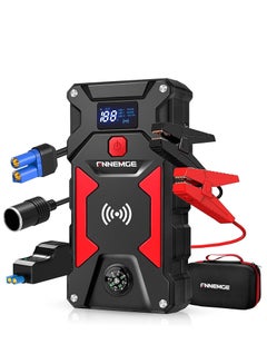 Buy Car Jump Starter 2500A Peak 24800mAh 12V Super Safe Jump Starter(Up to All Gas, 8.0L Diesel Engine), with 10W Wireless Charger Power Bank and 4 Modes LED Flashlight (2500A/24800mAh) in UAE